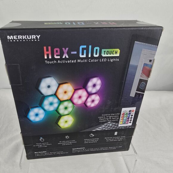 Merkury Hex-Glow Multi-Color Touch Activated Hex lights w/ Remote Control 5 pk - Picture 5 of 11
